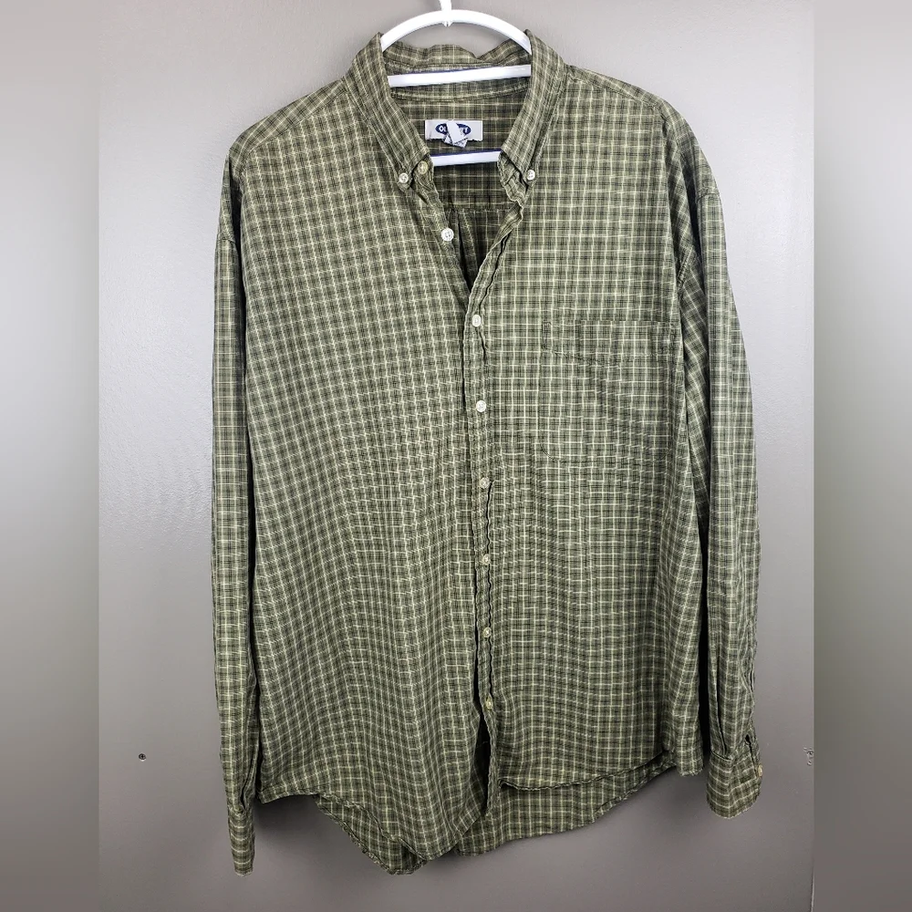 Old Navy Mens Green Button Down Shirt Long Sleeve Size XL 100% Cotton Small Spot - Picture 1 of 10